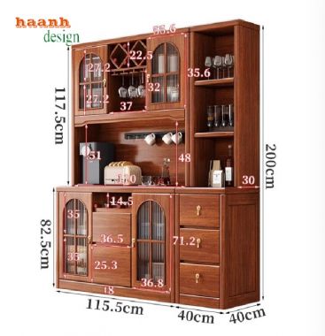 Tủ lưu trữ đồ phòng bếp gỗ sồi – Bền đẹp, tiện nghi, hiện đại-TLT 007