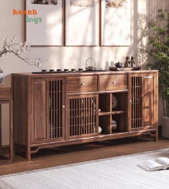 Tủ lưu trữ phòng bếp hiện đại từ gỗ sồi Nga tự nhiên-TLT 006