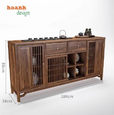Tủ lưu trữ phòng bếp hiện đại từ gỗ sồi Nga tự nhiên-TLT 006