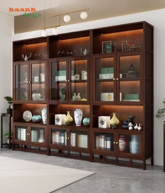 Tủ trang trí phòng khách mô-đun cánh kính - TPK 018
