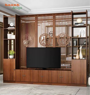 Tủ trang trí phòng khách gỗ công nghiệp kết hợp kệ TV - TPK 019