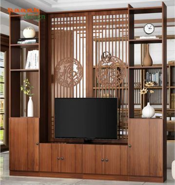 Tủ trang trí phòng khách gỗ công nghiệp kết hợp kệ TV - TPK 019