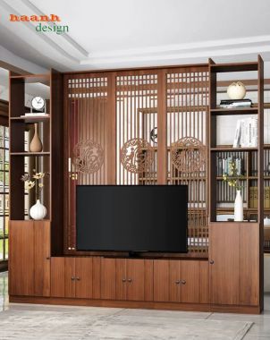 Tủ trang trí phòng khách gỗ công nghiệp kết hợp kệ TV - TPK 019