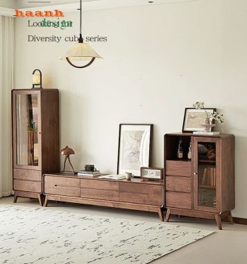 Mẫu Tủ Kệ Tivi Phòng Khách Gỗ Óc Chó Sang Trọng-TPK 017