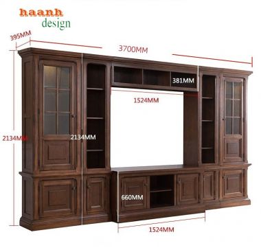Tủ Trang Trí Phòng Khách Bằng Gỗ Tự Nhiên  điểm nhấn ấn tượng-TPK 007