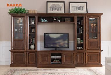 Tủ Trang Trí Phòng Khách Bằng Gỗ Tự Nhiên  điểm nhấn ấn tượng-TPK 007