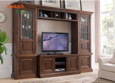Tủ Trang Trí Phòng Khách Bằng Gỗ Tự Nhiên  điểm nhấn ấn tượng-TPK 007