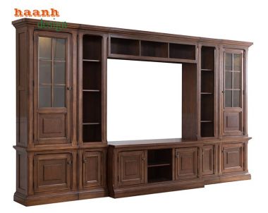 Tủ Trang Trí Phòng Khách Bằng Gỗ Tự Nhiên  điểm nhấn ấn tượng-TPK 007