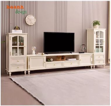 Tủ kệ phòng khách tân cổ điển tạo nên không gian sống-TTC 007