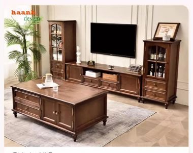Tủ kệ phòng khách tân cổ điển tạo nên không gian sống-TTC 007
