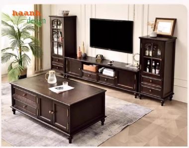 Tủ kệ phòng khách tân cổ điển tạo nên không gian sống-TTC 007