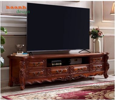 Tủ bầy phòng khách tân cổ điển gỗ tự nhiên phong cách châu âu TTC 006