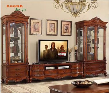 Tủ phòng khách tân cổ điển châu âu biệt thự sang trọng. TTC 003