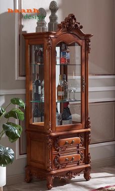 Tủ bầy phòng khách tân cổ điển gỗ tự nhiên phong cách châu âu TTC 006