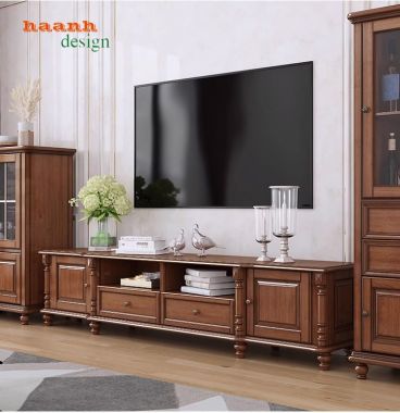 Kệ tủ gỗ phòng khách tân cổ điển châu âu TTC 005