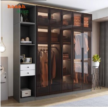 Tiện lợi khi sử dụng tủ áo gỗ công nghiệp cánh kính-TCK 004