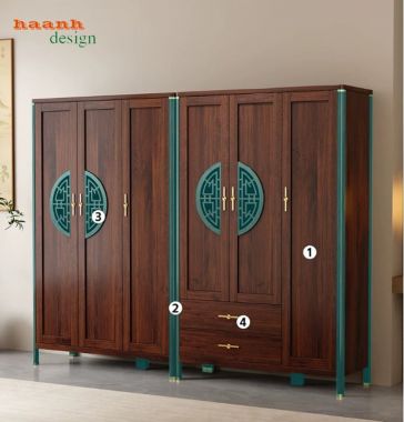 Tủ quần áo cao cấp thiết kế sang trọng chuẩn Á Đông-TAG 016