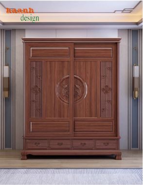 Tủ đựng quần áo bằng gỗ thủ công – Tinh hoa nội thất Á Đông-TAG 011