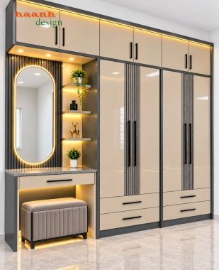 Tủ quần áo kết hợp bàn trang điểm hiện đại - TAH 019