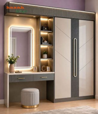 Tủ quần áo kết hợp bàn trang điểm hiện đại - TAH 019