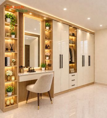 Tủ quần áo kết hợp bàn trang điểm hiện đại - TAH 019