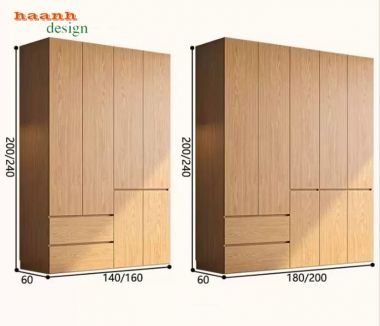 Tủ Quần Áo Gỗ Công Nghiệp MDF Hiện Đại Đẹp Cho Phòng Ngủ-TAH 018