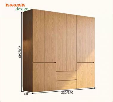 Tủ Quần Áo Gỗ Công Nghiệp MDF Hiện Đại Đẹp Cho Phòng Ngủ-TAH 018