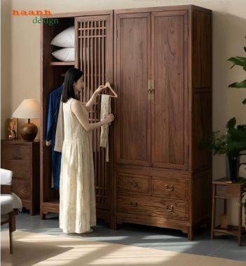 Tủ Quần Áo Cao Cấp Phong Cách Á Đông Hiện Đại-TAH 018