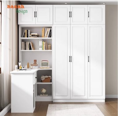 Mẫu tủ quần áo trẻ em kết hợp bàn học hiện đại cho bé-TEE 006