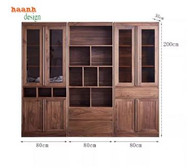 Tủ sách đẹp hiện đại bằng gỗ óc chó tự nhiên cao cấp=TSH 013