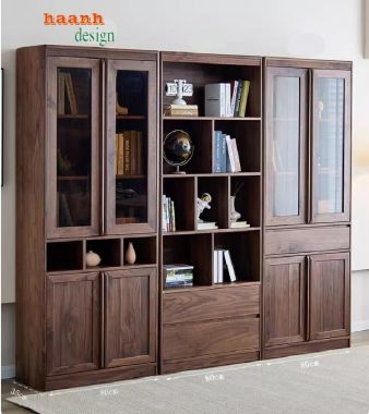 Tủ sách đẹp hiện đại bằng gỗ óc chó tự nhiên cao cấp=TSH 013