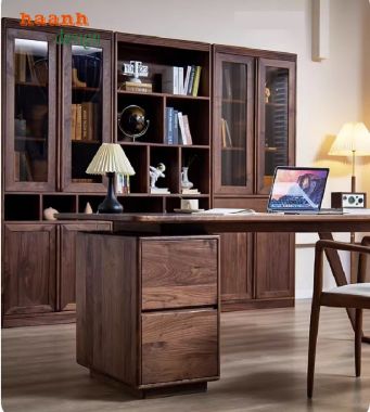 Tủ sách đẹp hiện đại bằng gỗ óc chó tự nhiên cao cấp=TSH 013