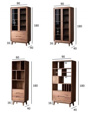 Trưng bày nghệ thuật với tủ sách gỗ óc chó tự nhiên-TSH 009