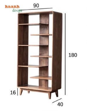 Trưng bày nghệ thuật với tủ sách gỗ óc chó tự nhiên-TSH 009