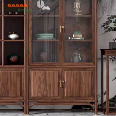 Tủ sách gỗ tự nhiên Sự kết hợp hoàn hảo thẩm mỹ và sự bền vững-TSH 004