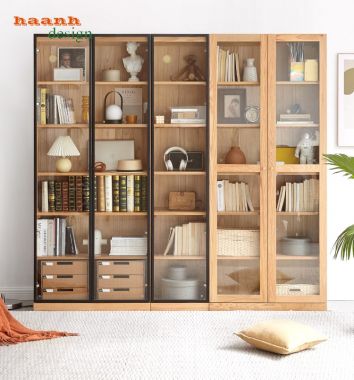 Tủ sách gỗ tự nhiên hiện đại cho mọi gia đình TSH 001