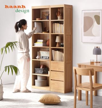 Tủ sách gỗ tự nhiên hiện đại cho mọi gia đình TSH 001