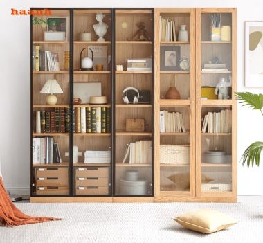 Tủ sách gỗ tự nhiên hiện đại cho mọi gia đình TSH 001