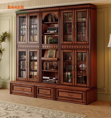 Mẫu tủ kệ sách gỗ đẹp phong cách pháp cho không gian đẳng cấp-TST 007