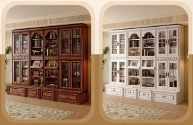 Mẫu tủ kệ sách gỗ đẹp phong cách pháp cho không gian đẳng cấp-TST 007