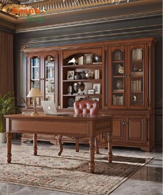 Tủ sách tân cổ điển gỗ sồi - Nét đẹp cho không gian sống-TST 006