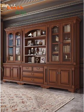 Tủ sách tân cổ điển gỗ sồi - Nét đẹp cho không gian sống-TST 006