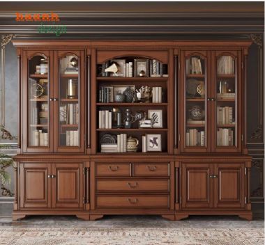 Tủ sách tân cổ điển gỗ sồi - Nét đẹp cho không gian sống-TST 006