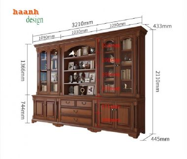 Tủ sách tân cổ điển gỗ sồi - Nét đẹp cho không gian sống-TST 006