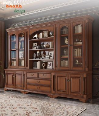 Tủ sách tân cổ điển gỗ sồi - Nét đẹp cho không gian sống-TST 006