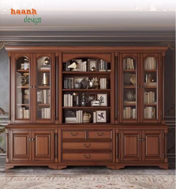 Tủ sách tân cổ điển gỗ sồi - Nét đẹp cho không gian sống-TST 006
