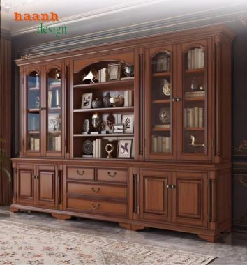 Tủ sách tân cổ điển gỗ sồi - Nét đẹp cho không gian sống-TST 006