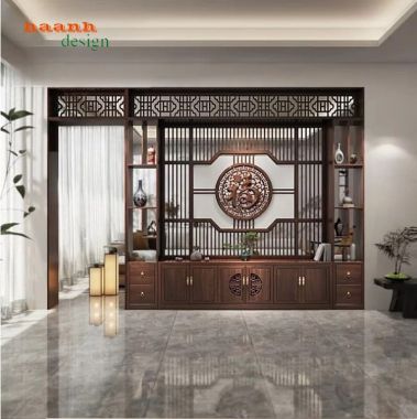 Tủ trang trí phòng khách giả cổ dạng vách ngăn - TGC 010