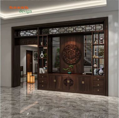 Tủ trang trí phòng khách giả cổ dạng vách ngăn - TGC 010