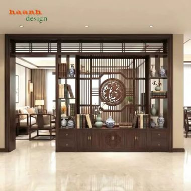 Tủ trang trí phòng khách giả cổ dạng vách ngăn - TGC 010